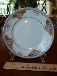 Antique 1920s handpainted Noritake Japan pink purple floral dessert plate EUC - Picture 1 of 11