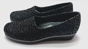 SAS Bliss Slip On Wedge Womens 9.5 M Black Leopard Comfort Shoes Tripad Loafers - Picture 1 of 14