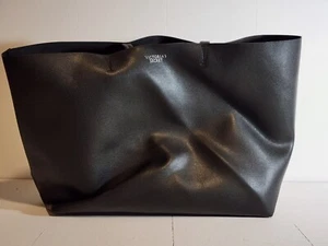 Victoria's Secret Tote Large Black Bag Faux Soft Leather Colorful Tassel - Picture 1 of 5
