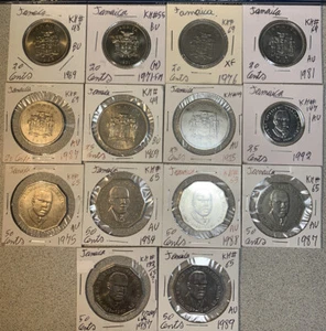 1969 - 1992 Jamaica 20, 25 & 50 Cents High Grades XF - BU Condition 14 Coin lot - Picture 1 of 17