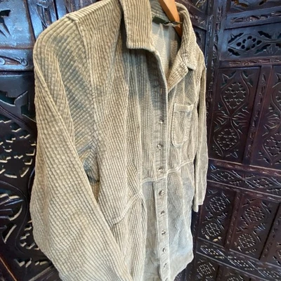 Vtg Y2K LL Bean Corduroy Dress Womens 6 S Pockets Academia Cottage Sage Green - Image 1 of 4