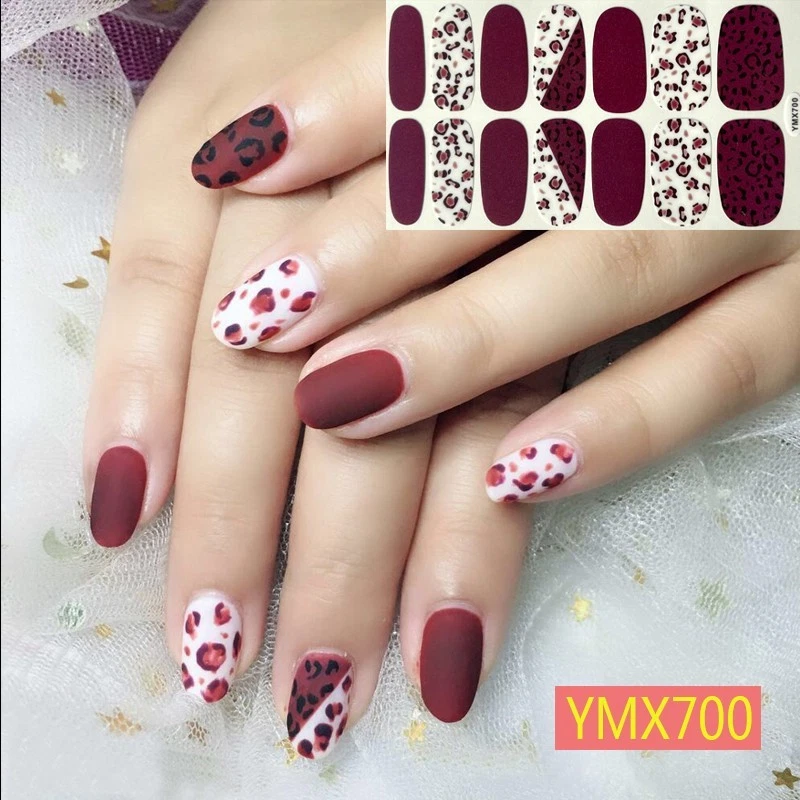 Pegatina completa para uñas con estampado de leopardo 14 piezas 2 colores patrón de leopardo con estampado de uñas Foto 1 de 1