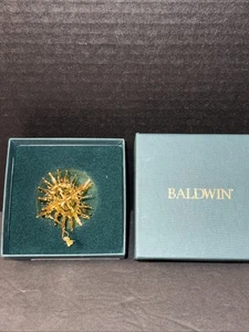 Baldwin Christmas Ornament Sunburst Snowflake Brass W/24k Finish Free Shipping - Picture 1 of 4