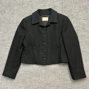 Vintage Pendleton Jacket Womens Size 10 Black Wool Cropped Blazer Made USA 80s - Picture 1 of 10