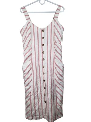 A Pea In The Pod Sleeveless Striped Linen Blend Dress Size Medium NWT Lined - Image 1 of 4