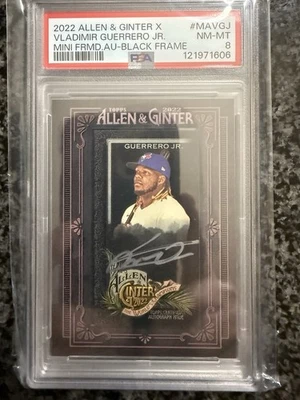 2022 Topps Allen & Ginter X Vladimir Guerrero Jr Black Frame Auto #1/10 PSA 8 - Image 1 of 2