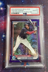 2024 Bowman Chrome Walker Jenkins 1° Mega Box Mojo Viola Rifrattore / 199 PSA 10 - Foto 1 di 2
