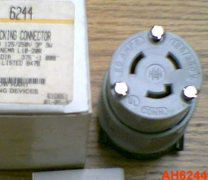 ARROW HART 6244 20 Amp 125/250 V 2363 L10-20R CONNECTOR - Picture 1 of 1