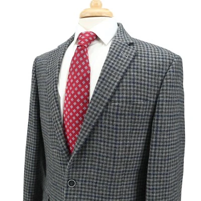 Chaqueta deportiva Blazer Joseph Abboud Joe ajustada gris oscuro tweed con cuadros azules 42L Foto 1 de 4