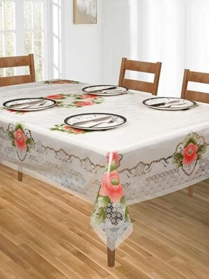 Floral Design 6-8 Seater 60x90 inch Dining Table Cover - Pink - Image 1 of 3