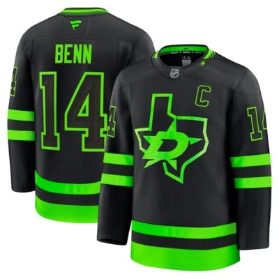 Camiseta Dallas Stars Jamie Benn #14 Fanatics masculina preta alternativa premium NHL - Imagem 1 de 4