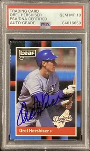 Orel Hershiser Signed 1988 Leaf #62 Baseball Card Dodgers PSA/DNA Auto Gem Mt 10 - Picture 1 of 2