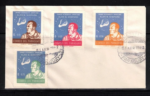 SpaceCover 1961: Paraguay #610-613 Project Mercury; Alan Shepherd UA FDC:Lot#7/6 Cover