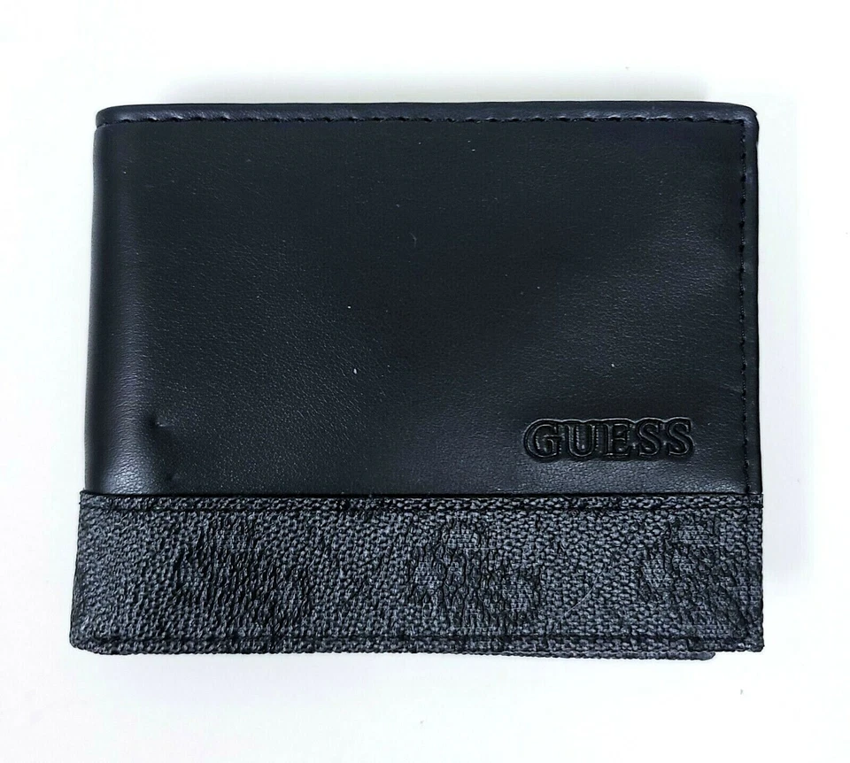 GUESS Los Angeles Mens Black Bifold Wallet RFID Protection 31GO220048