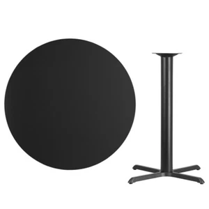 42" Round Black Laminate Table Top With Base - Bar Height Restaurant Table - Picture 1 of 3