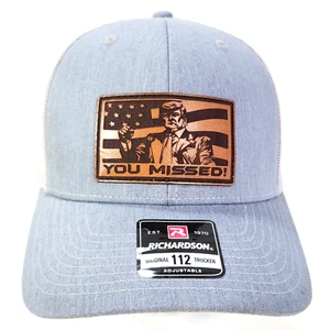 Richardson 112 Mesh Hat Trump You Missed Adult Snapback Leather Patch Gray Blue - Picture 1 of 17