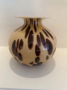 Vetri Artistic Murano Italy Tortoise Shell Vase 9” Tall - Picture 1 of 6