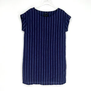 Tahari Dress Womens S Linen Stiped Blue Lightweight Coastal Classic Capsule - Picture 1 of 5