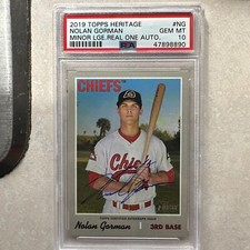 2019 Topps Heritage Minor League Nolan Gorman Real one auto #ROA-NG PSA 10