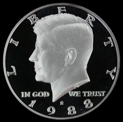 1988 S Kennedy Half Dollar Deep Cameo Clad PROOF US Mint Coin  - Image 1 of 3