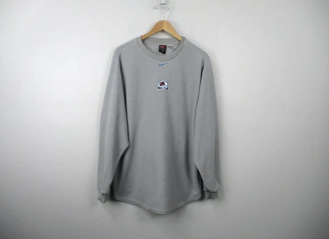 Colorado Avalanche Sweater Mens Medium Gray Crewneck Sweatshirt Center Swoosh Cover