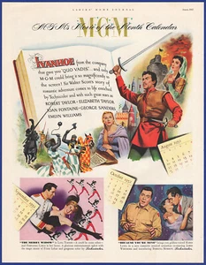 Vintage 1952 Movies: IVANHOE, THE MERRY WIDOW, BECAUSE YOU'RE MINE 50's Print Ad - Picture 1 of 1