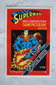 Póster promocional de videojuegos Superman Atari 2600 años 80 - Imagen 1 de 1