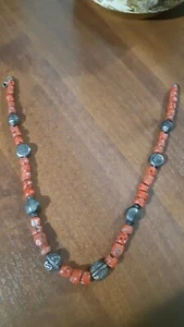 collana corallo rosso sardegna con pietre dure:giada e argento - Foto 1 di 2