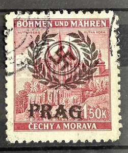 ww2 German occ. of Czechia BuM stamp used o/print Prag /4876 - Picture 1 of 1