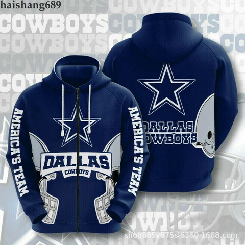 Cowboys Hoodies Jacket Men's Hooded Zipper Sweatshirt Casual Coat Cover