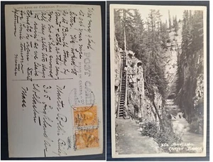 1928 Canada Postcard-Canyon Banff 2 stamps cd Lake Louise-Wollaston - Bild 1 von 3