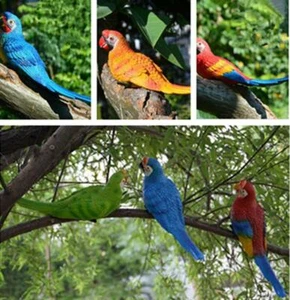 Resin Simulation Parrot Birds Sculpture Cute Wall Hanging Crafts Tree Decor (B) - Picture 1 of 8