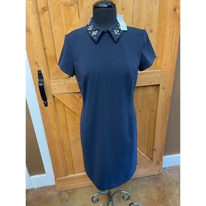 Nuevo con etiquetas Vestido Vaina Ann Taylor Azul Marino Cuello Joya $179 Talla 6 - Imagen 1 de 10