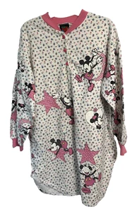 Rara camicia da notte Disney vintage in flanella taglia grande bianca/rosa Topolino illimitata - Foto 1 di 12