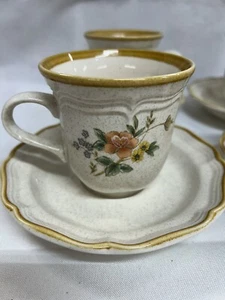 4 Mikasa Garden Club Silk Bouquet 3 1/2" Cup & Saucer Sets Beautiful - Picture 1 of 8
