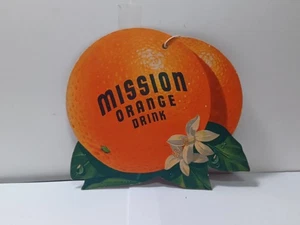 lot of 2 VTG Mission Orange Drink Cardboard Fan Pull Sign 6 1/2 " RRP 43 - Picture 1 of 3