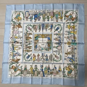 Hermès Silk Scarf 34.6 x 34.6 in Carré 90 Costumes Civils Actuels Square - Picture 1 of 11