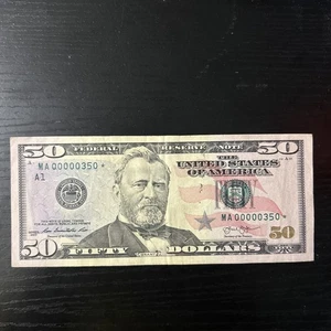 2013 $50 Star Note Low Serial Number MA00000350* Rare Trinary note - Picture 1 of 2