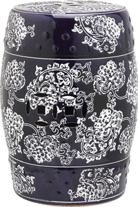 Safavieh Midnight Flower Ceramic Decorative 13" X X 18", Navy and White - Picture 1 of 2