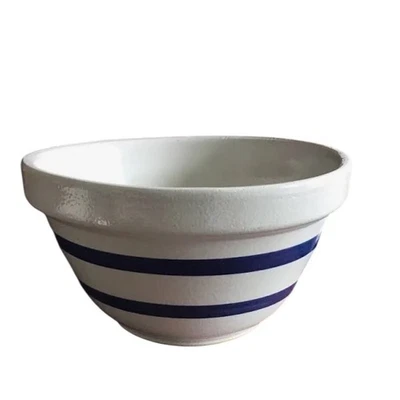 Cuenco mezclador de gres Robinson Ransbottom rayas azules 2,5 cuartos EE. UU. Foto 1 de 4