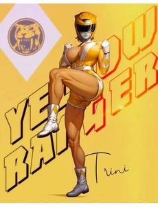 FanArt Waifus Card aceo-Retro Jumbo 8x10" Pin Up Limited Ed. Trini Power Ranger - Bild 1 von 1