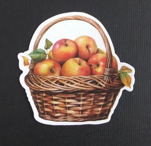 Gewebter Weidenkorb mit Äpfeln Herbst Erntedank Aufkleber 2,18" x 2,25" (AP) - Bild 1 von 2