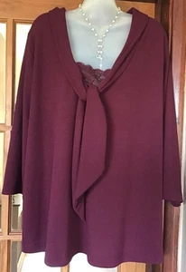 Essence Purple Long Sleeved Warm Top - Tie Neck - Size 24 - Picture 1 of 5