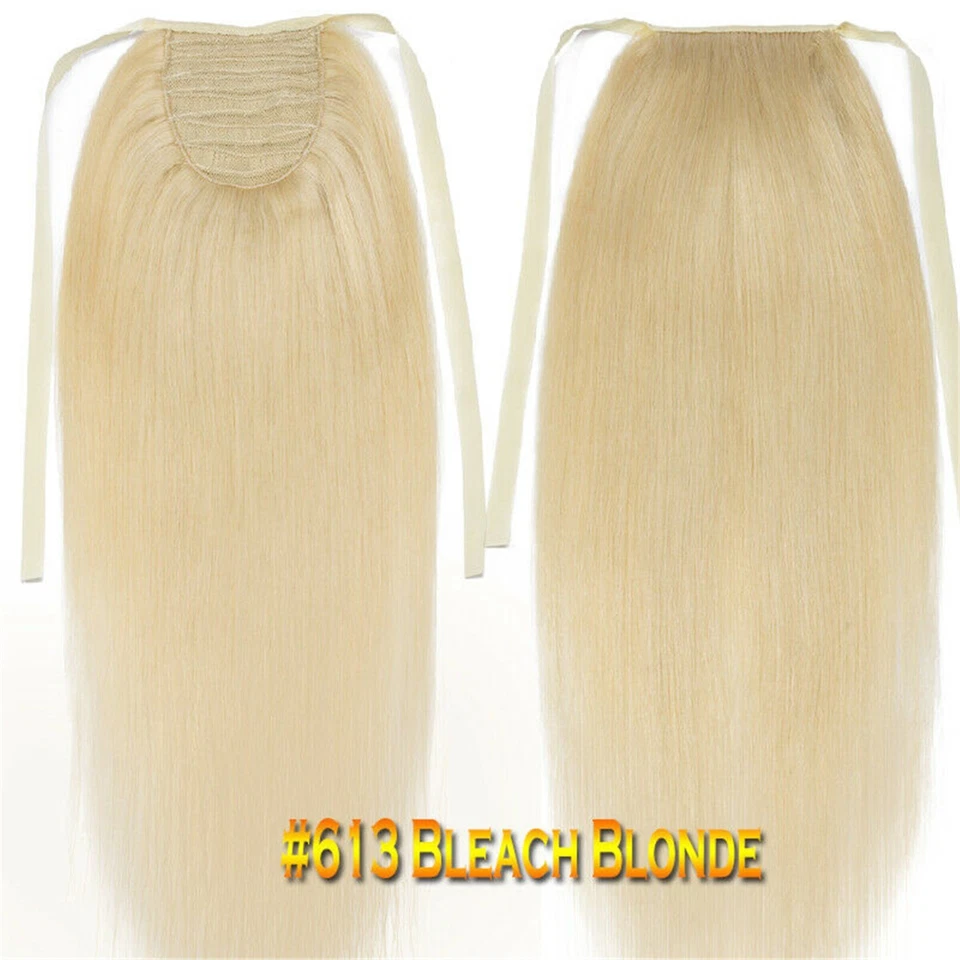 Extensiones de cabello rubio de doble trama 150 g en cola de caballo cabello humano Remy real EE. UU. Foto 1 de 4