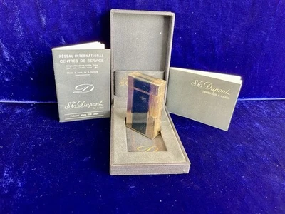 Accendino ST DuPont Large Ligne 1 lacca blu navy nuovo sigillato vecchio stock set completo - Immagine 1 di 4