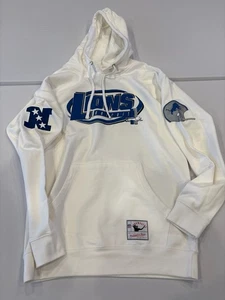 NEU Neu ohne Etikett NFL Mitchell Ness Detroit Lions Football weiß Hoodie Sweatshirt Large - Bild 1 von 6