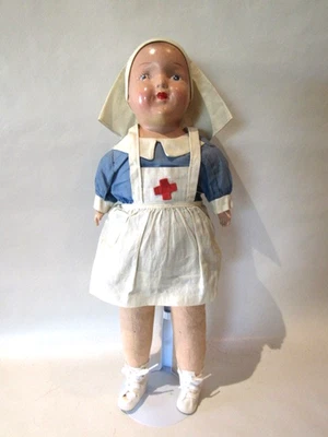 Vintage 18" WWII Nurse Doll Reliable Toy Canada 1940s Composition Cloth Original - Image 1 of 4