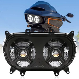 Front Double LED Headlight High Low Beam For Road Glide 2015-2023 accessories - Picture 1 of 13