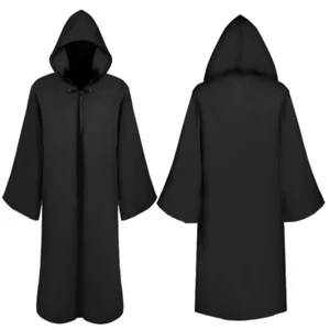 Boys Long Hooded Cloak Wizard Witch Robe Medieval Cape Halloween Cosplay Costume - Picture 1 of 8