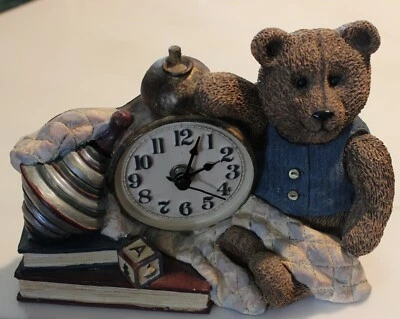 1995 FIGI GRAPHICS Shelf Clock Nursery Bear W/Blanket & Toys San Diego, CA Works - Image 1 of 4
